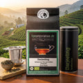 Darjeeling-Tee-Set mit Teepackung und Thermoskanne, silber und dunkel