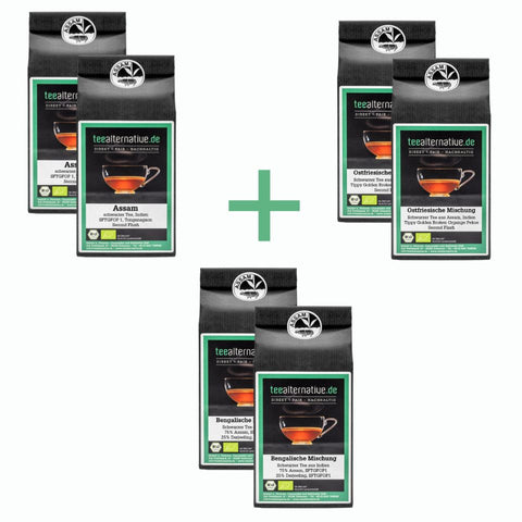 Tee-Auswahlpaket mit vier Packungen teaternative.de, separat kombiniert