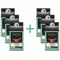 Set aus vier Darjeeling-Tee-Packungen mit schwarzem Beutel und Etikett