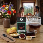 Bio Golden Breakfast Tee, kräftiger schwarzer Frühstückstee aus Indien auf einem Frühstückstisch